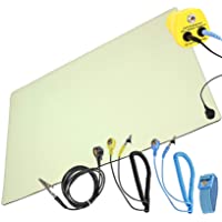Minadax ESD - Esterilla antiestática (30 cm x 55 cm- incluye manguito- extensión de 1-7 m- enchufe ESD)